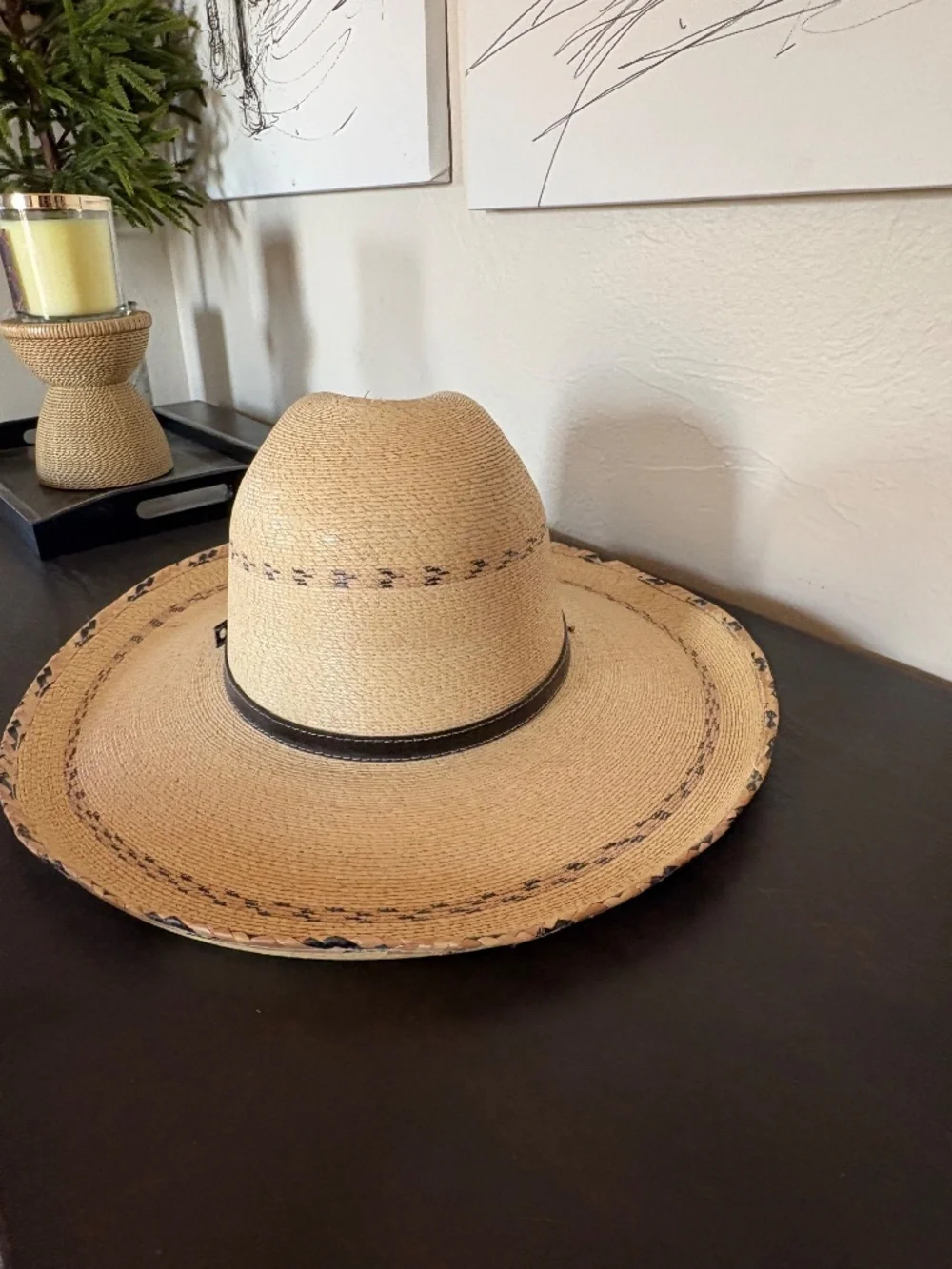 D.A. Hats Youth Boys Palm Leaf Gus Cowboy Hat - Fits 21” (SZ 6 Tag)
